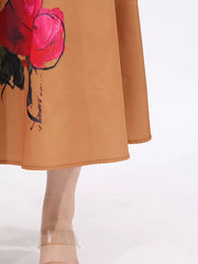 Painterly Floral A-line Midi Dress