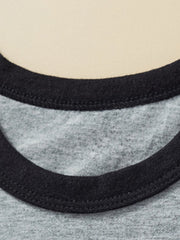 Grey cotton crew neck t-shirt with black trim detail