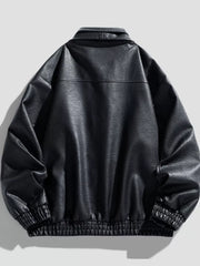 Sleek Faux Leather Bomber Jacket For Him