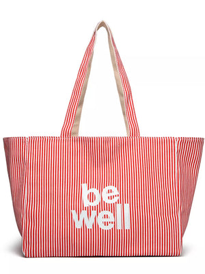 Striped Canvas Duffel Bag, side view