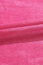 Hot pink velvet mini dress with smocked bodice detail