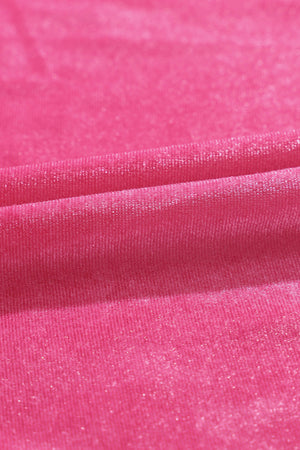 Hot pink velvet mini dress with smocked bodice detail