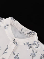 Charming Floral Balloon Sleeve Two-piece Set