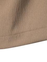 Men's plus-size casual button-up shirt in Khaki cotton with textured fabric detail.