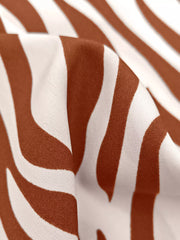 Brown zebra print loungewear top fabric detail