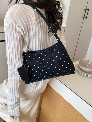 Polka Dot Shoulder Bag in Black, close-up detail