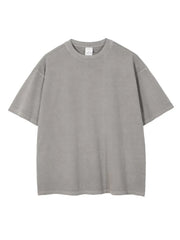Oversized washed cotton tee in light gray with a relaxed fit and crew neck.