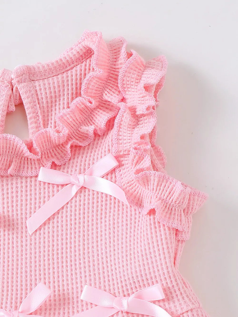 Children's Bow Waffle Knit Top And Pants Set, model styling view