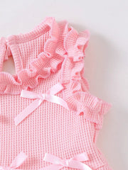 Children's Bow Waffle Knit Top And Pants Set, model styling view