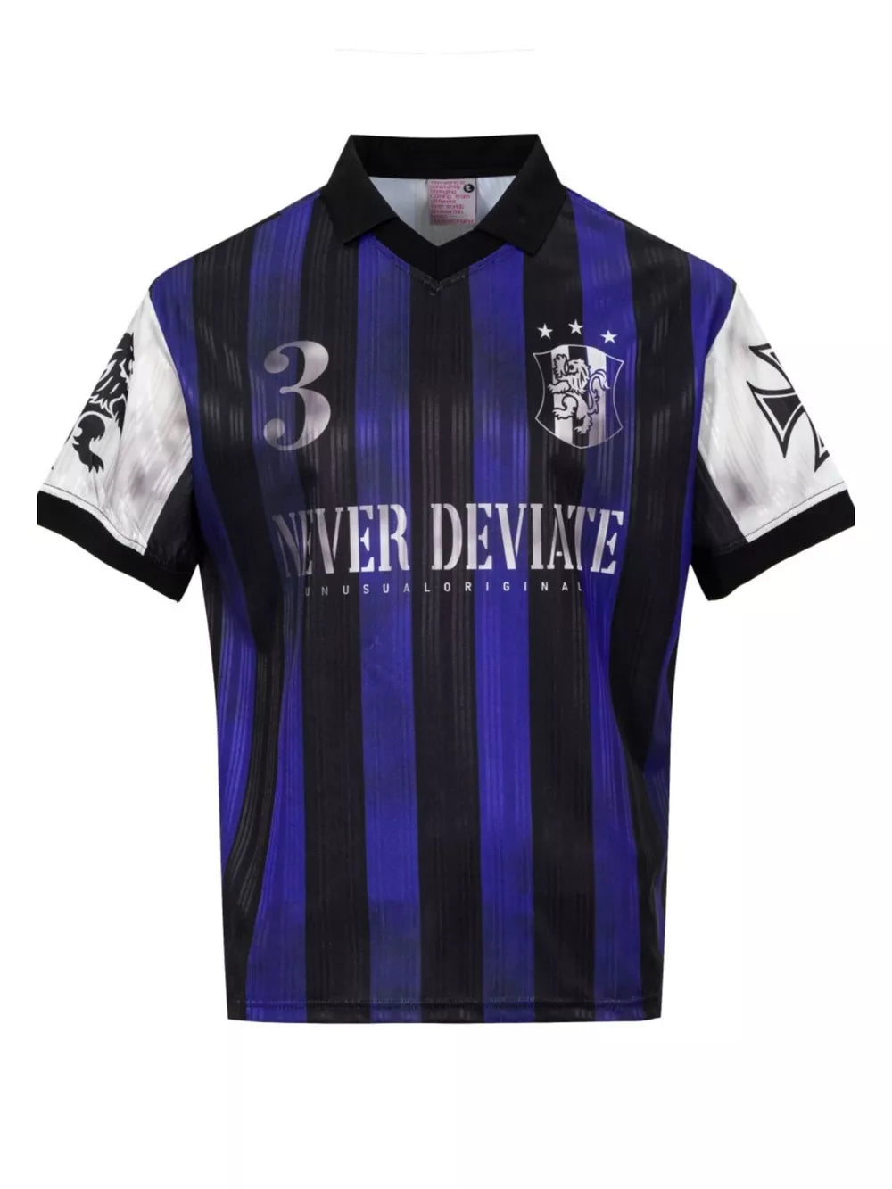 Men's Striped Soccer Jersey T-shirt in Royal Blue, front view