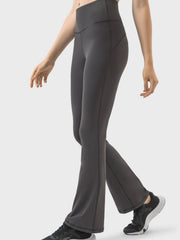 Dark Gray flared sculpt leggings with high-rise waist and subtle seam details.