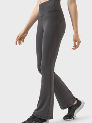 Dark Gray flared sculpt leggings with high-rise waist and subtle seam details.