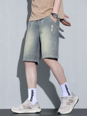 Men's Vintage Wash Relaxed Fit Denim Shorts, front view