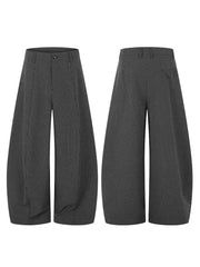Men's Wide Leg Plaid Pants in Grey, model styling view