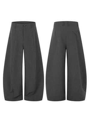 Men's Wide Leg Plaid Pants in Grey, model styling view