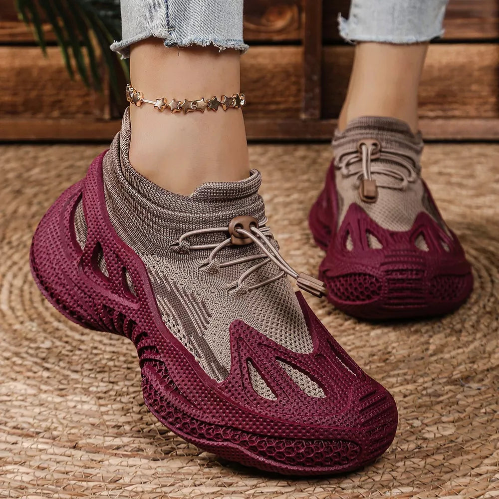 Lace Up Round Toe Sneakers in Khaki, close-up detail