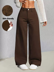 Elevated Wide-leg Jeans With Pockets