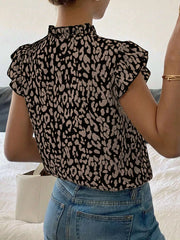 Chic Ruffled Leopard Print Shirt