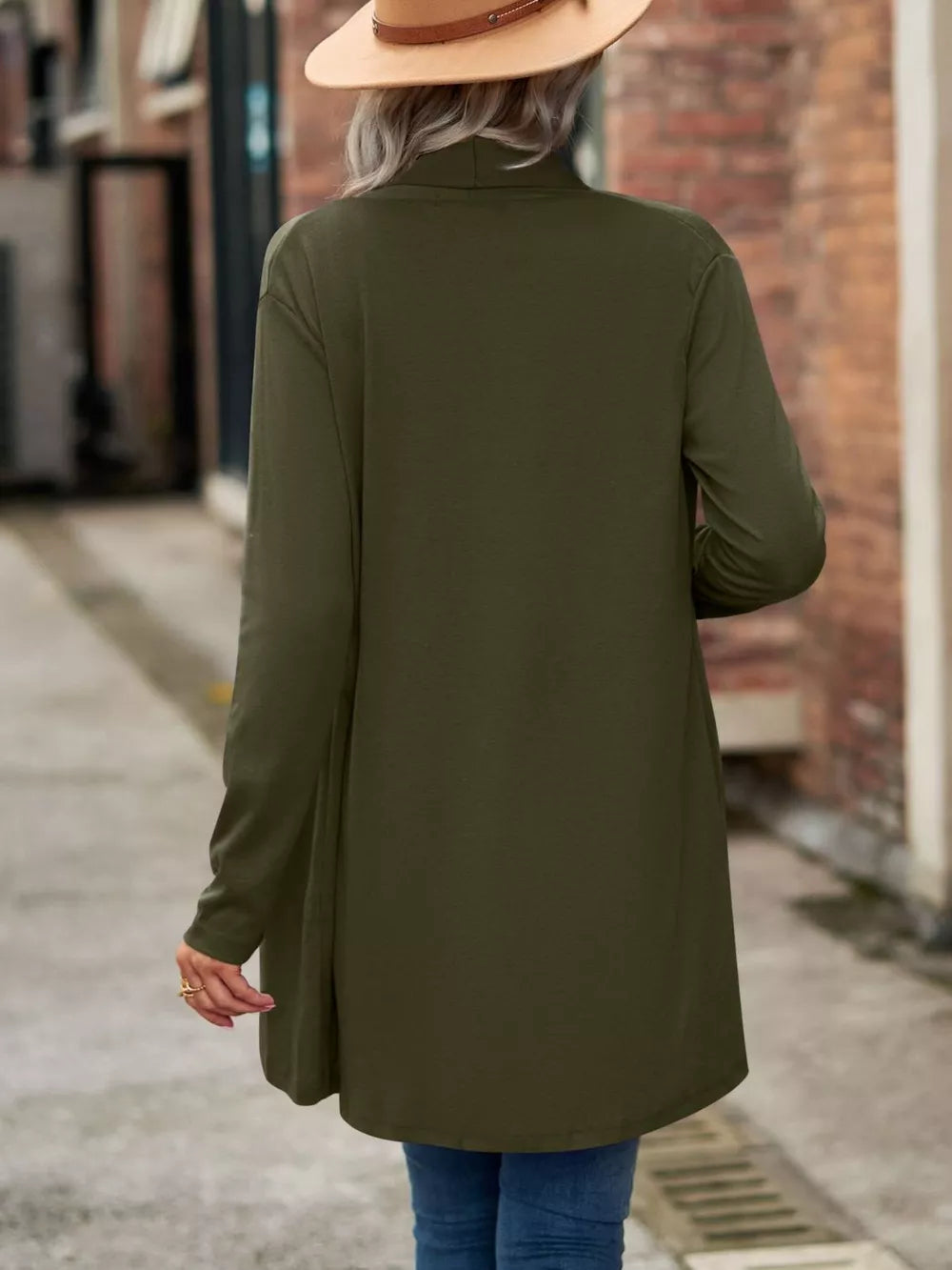 65% rayon, 30% polyester, 5% spandex Care instructions: Machine wash cold cardigan in Army Green with relaxed silhouette