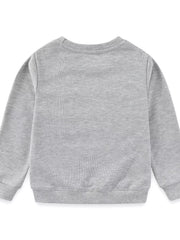 Gray baby sweatshirt with crew neck and long sleeves.