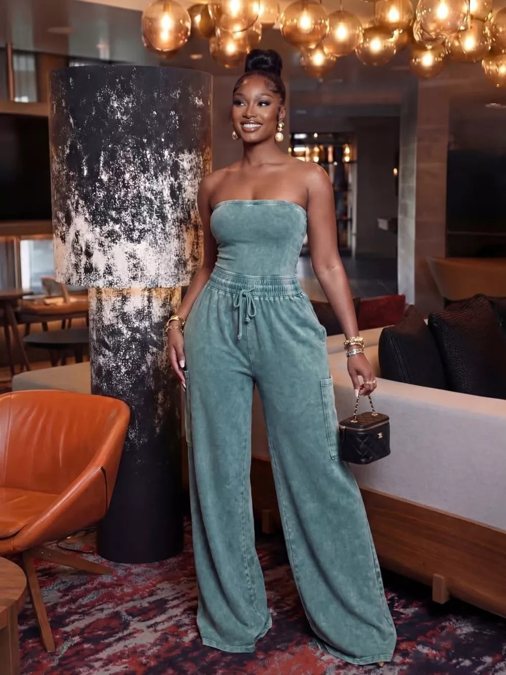 Effortless Drawstring Wide-leg Romper