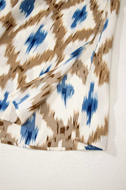 Charming Ikat Print V-neck Midi Dress