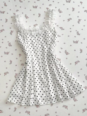 Polka Dot Lace Trim Mini Dress, alternate angle