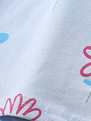 Light blue cotton toddler tee and shorts set with a pink floral print.