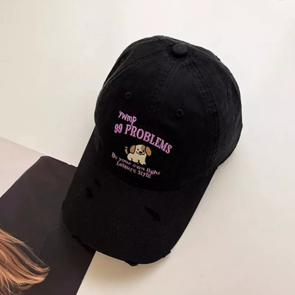 Dog Distressed Baseball Cap, model styling view