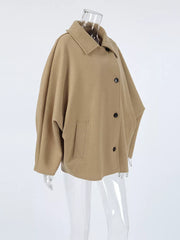 Oversized Lapel Collar Button-down Coat