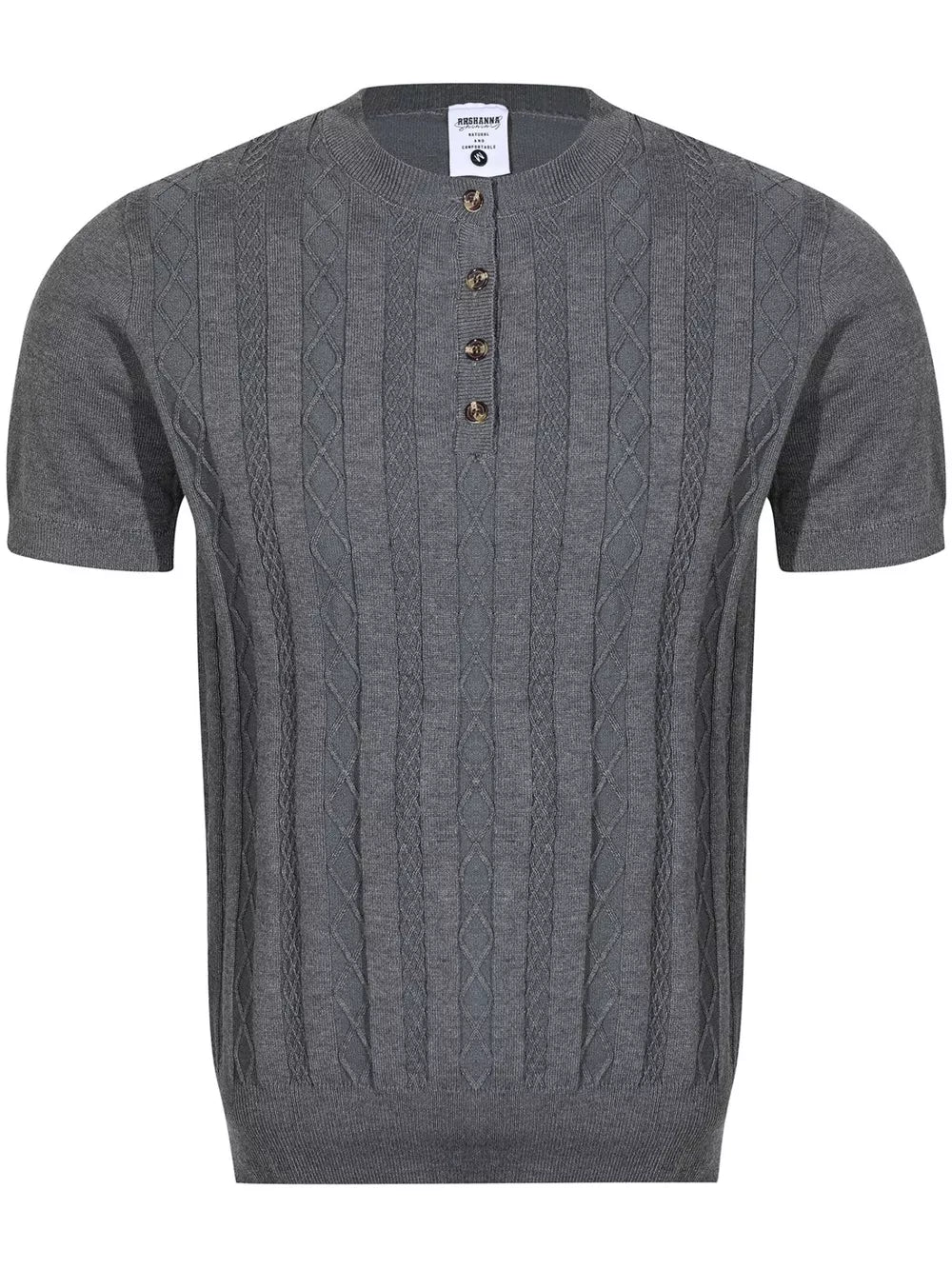 Men's Cable Knit Short Sleeve Top, model styling view