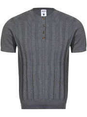 Men's Cable Knit Short Sleeve Top, model styling view