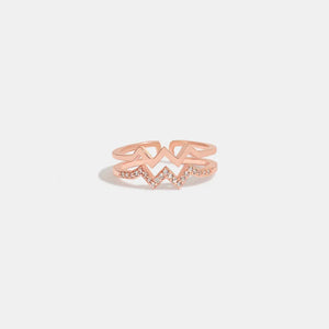 Rose gold zigzag split band ring with pave crystal accents