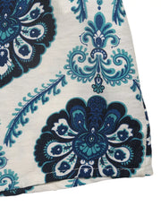 Maxi dress with blue paisley print and decorative buttons detail