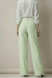 Chic high-waisted wide-leg trousers in gum leaf green with a relaxed fit.