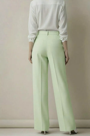 Chic high-waisted wide-leg trousers in gum leaf green with a relaxed fit.