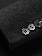 Classic fit wool blazer in black with button detail