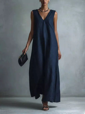 Full Size V-neck Sleeveless Maxi Dress, alternate angle