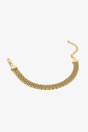 Gold woven chain bracelet with adjustable clasp