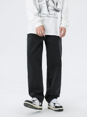 Men S Vintage Wash Relaxed Fit Jeans in Black, back view