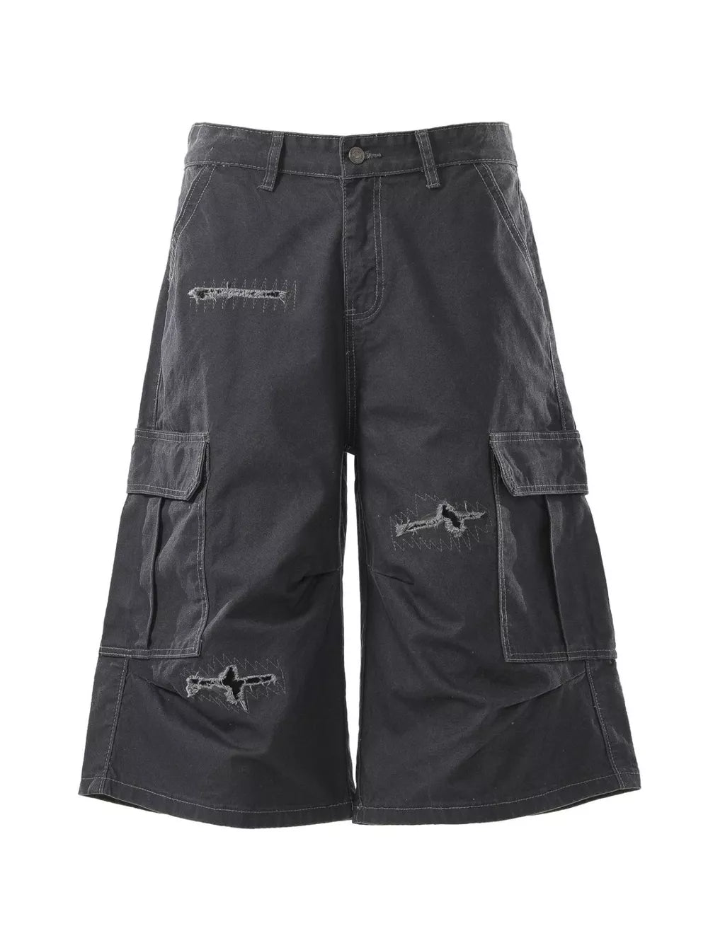 Men's Distressed Cargo Capris, model styling view