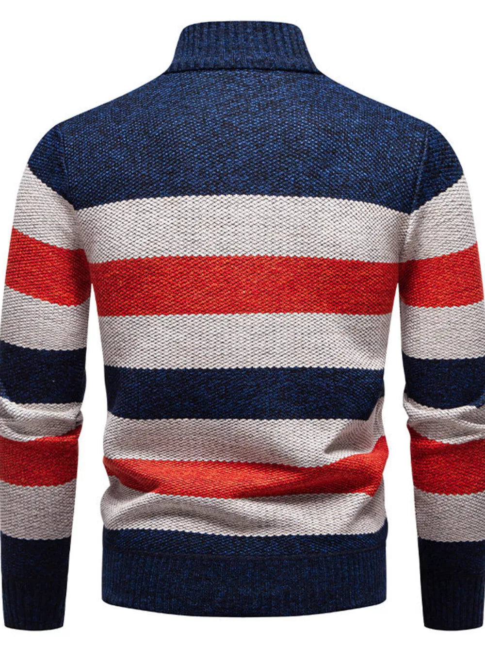 Men's Plus Size Striped Quarter-zip Sweater, editorial view