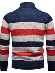 Men's Plus Size Striped Quarter-zip Sweater, editorial view