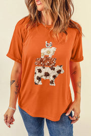Farm Animal Appliqué Short Sleeve T-shirt