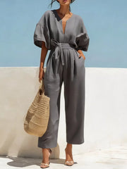 Tie Waist Wide Leg Jumpsuit, product detail