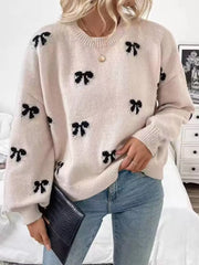 Khaki Color pullover sweater with hip-length and pullover