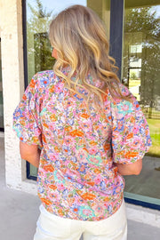 Print Puff Sleeve Blouse, back view