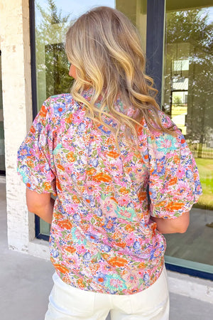 Print Puff Sleeve Blouse, back view