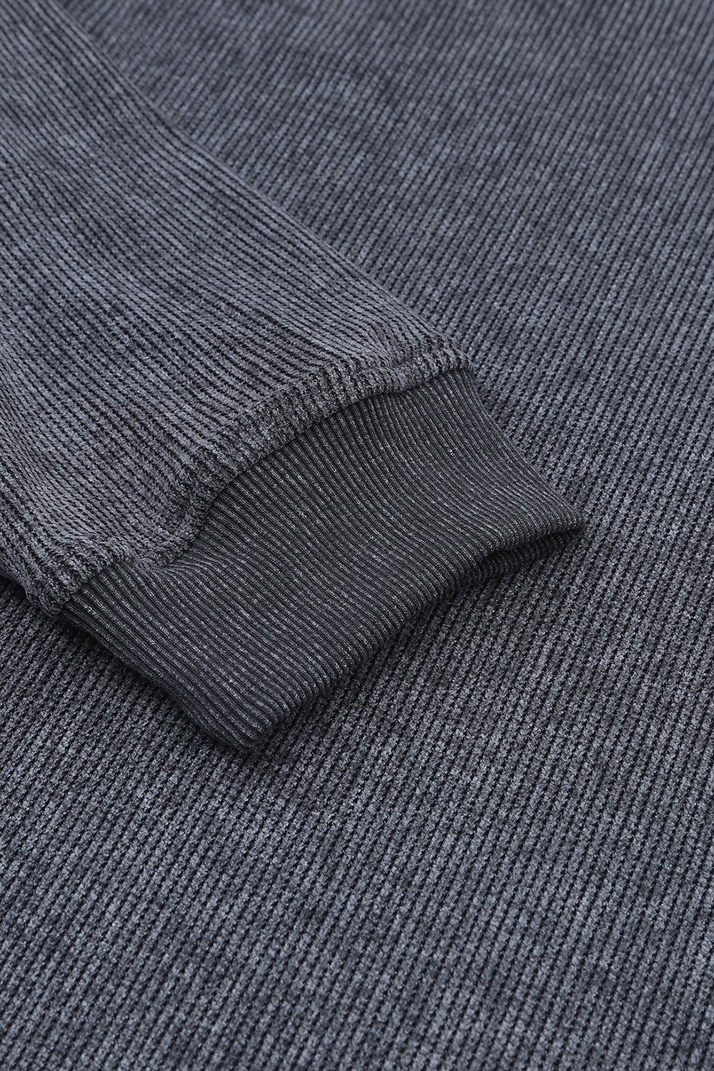 Dark Gray textured ribbed sweatshirt with ribbed cuffs and hem.