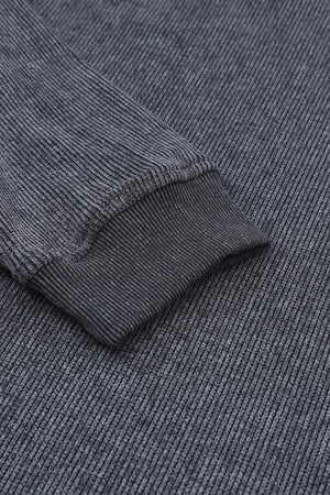 Dark Gray textured ribbed sweatshirt with ribbed cuffs and hem.